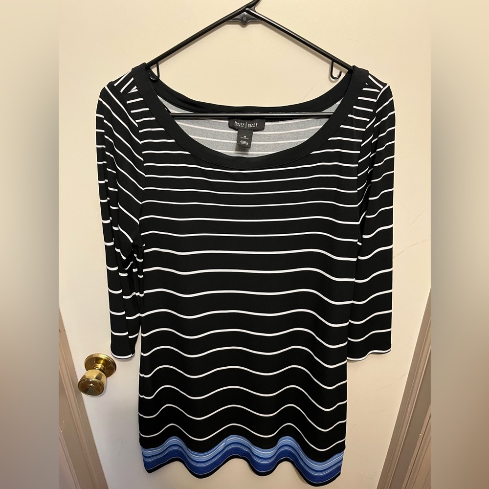 White House Black Market dress, black with white stripes size medium